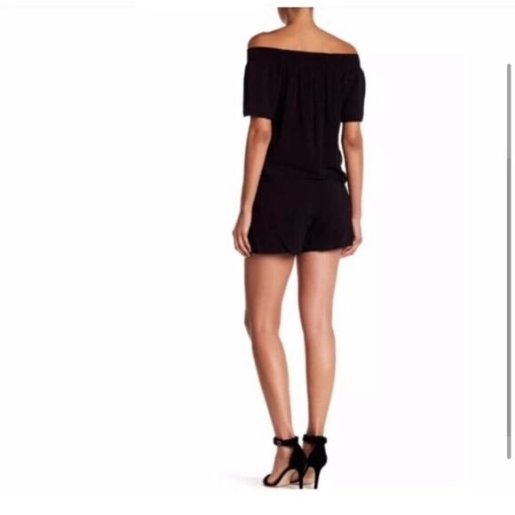 Parker Black Embroidered Off-the-Shoulder Romper Size Medium - Picture 3 of 3